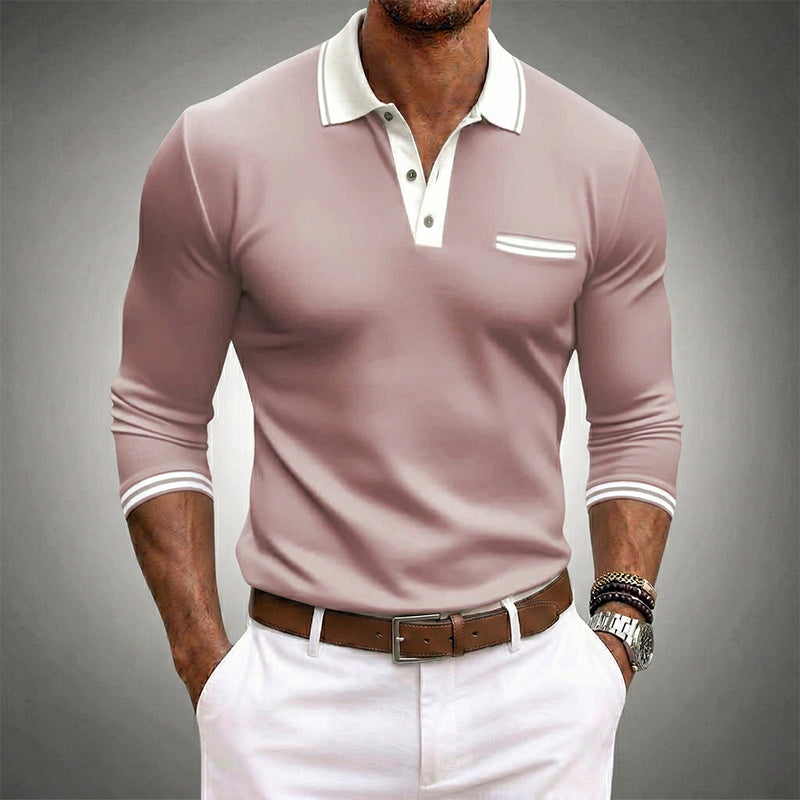 Reed | Men's Turn Down Collar Long Sleeve Pocket Polo Shirt