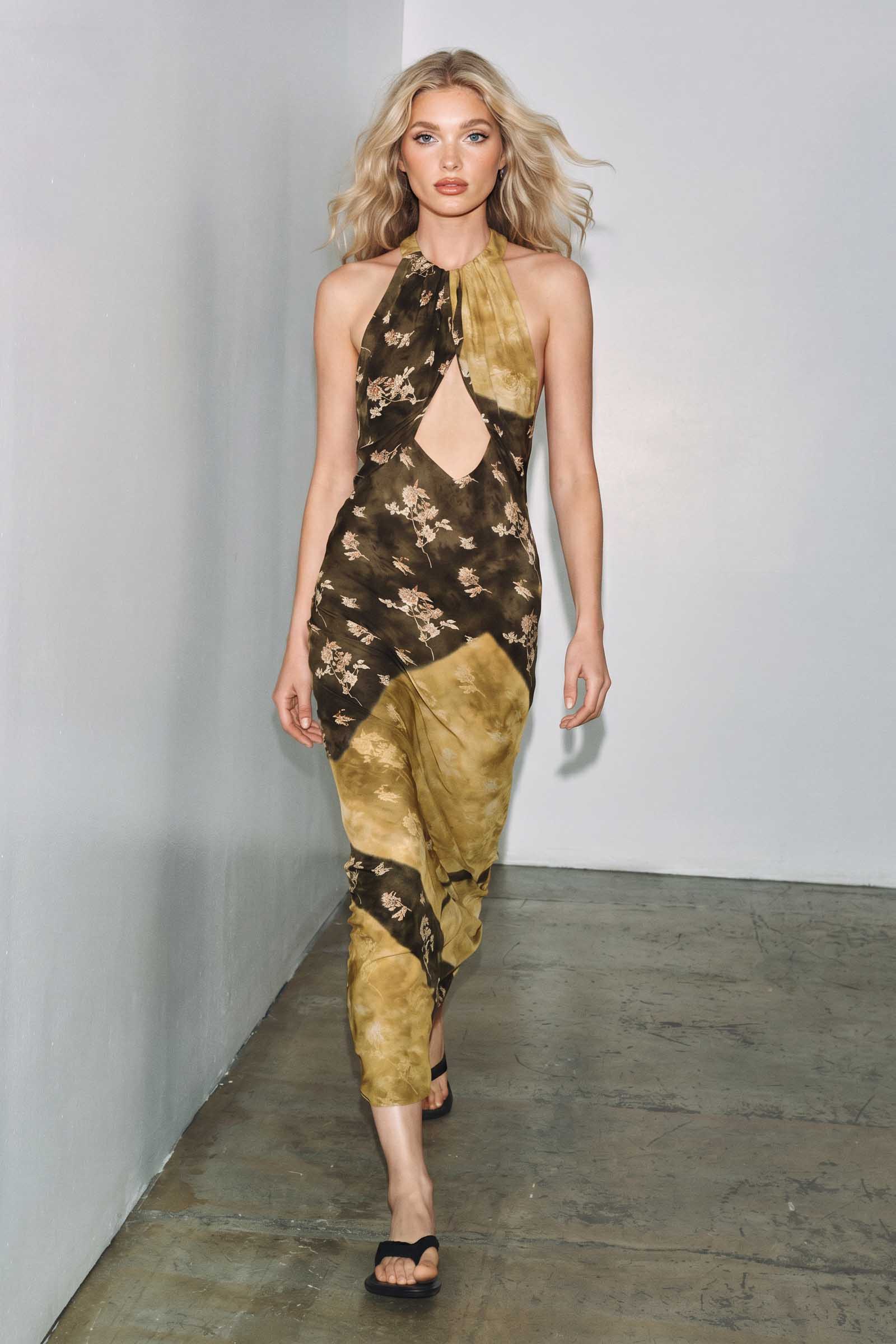 Regina | Women’s Backless Floral Cut Out Halter Neck Maxi Dress