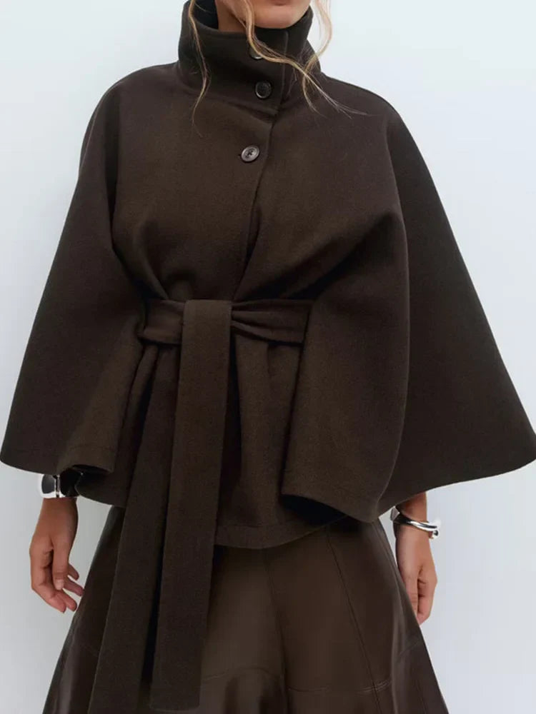 Rhona | Women’s Batwing Sleeve Button Front High Collar Jacket