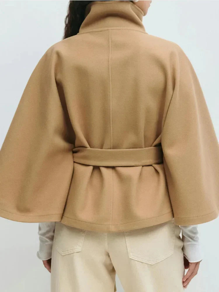 Rhona | Women’s Batwing Sleeve Button Front High Collar Jacket