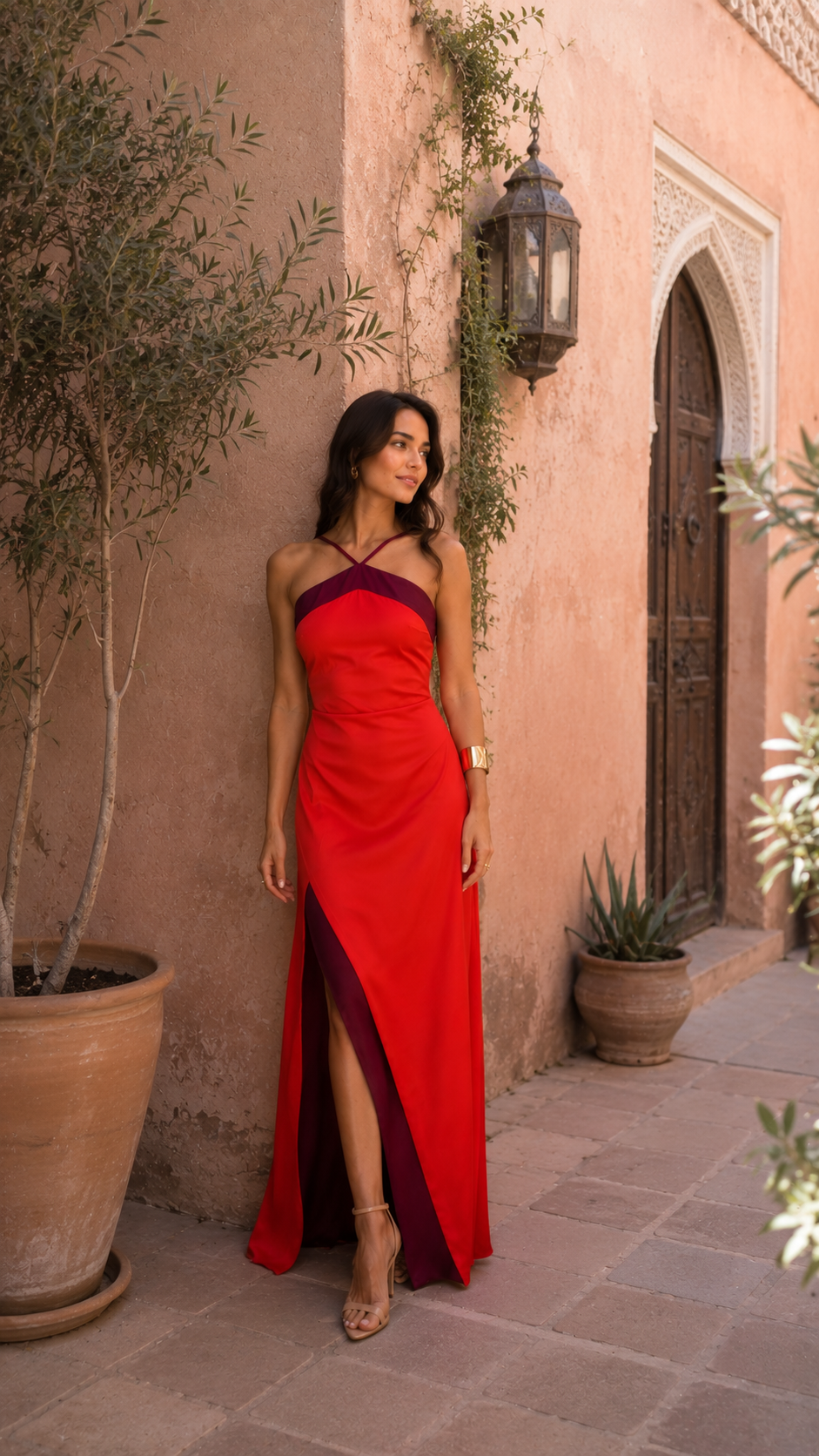 Rosalind | Women’s Sleeveless Halter Neck High Slit Maxi Dress