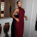 Rowena | Women’s Sparkly Halter Neck Wedding Guest Dress