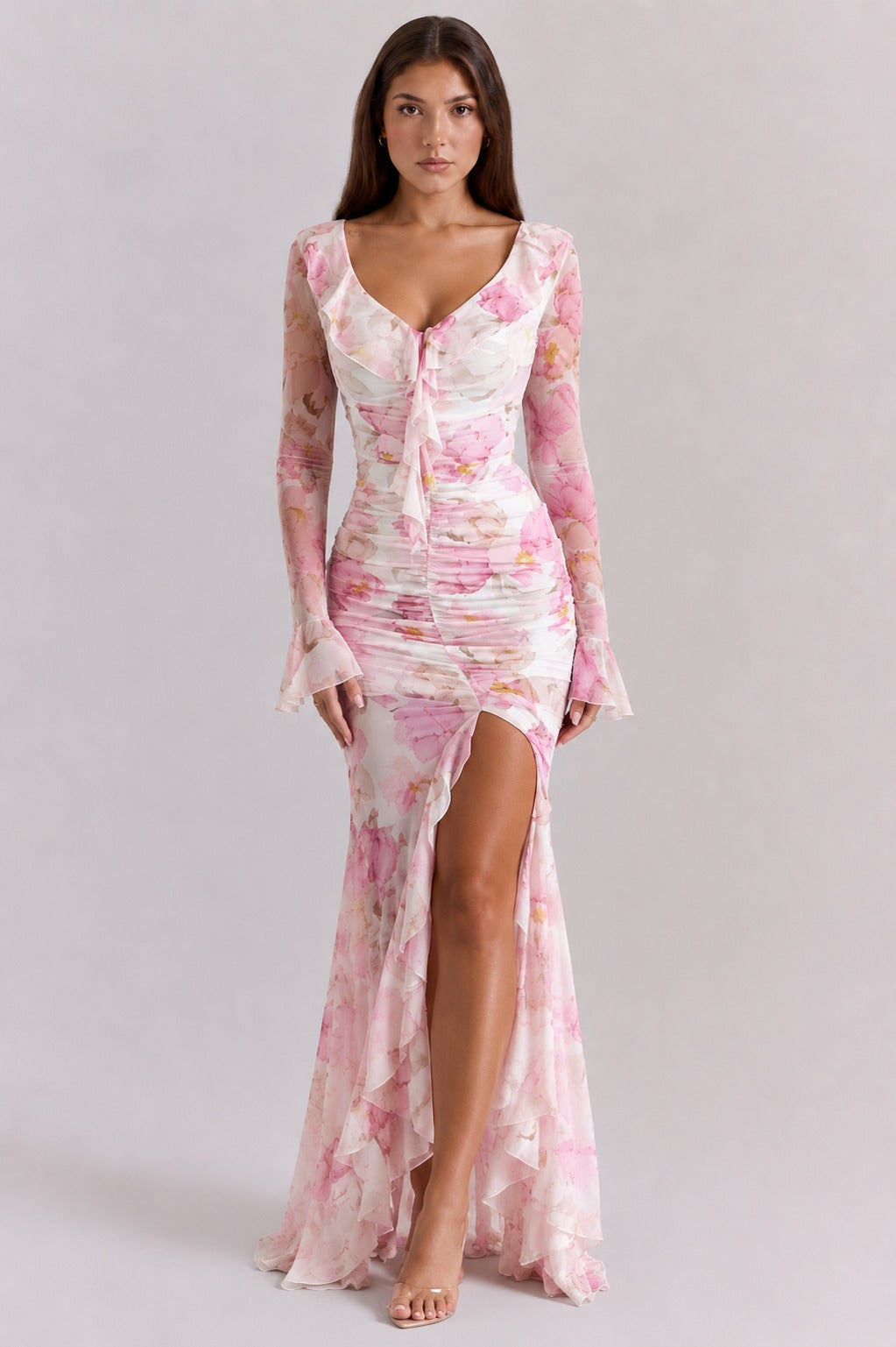 Ruby | Women’s Floral V Neck Long Sleeve Flowy Maxi Dress
