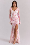 Ruby | Women’s Floral V Neck Long Sleeve Flowy Maxi Dress