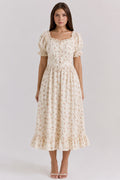Sabine | Women’s Floral Square Neck Ruffled Midi Dress