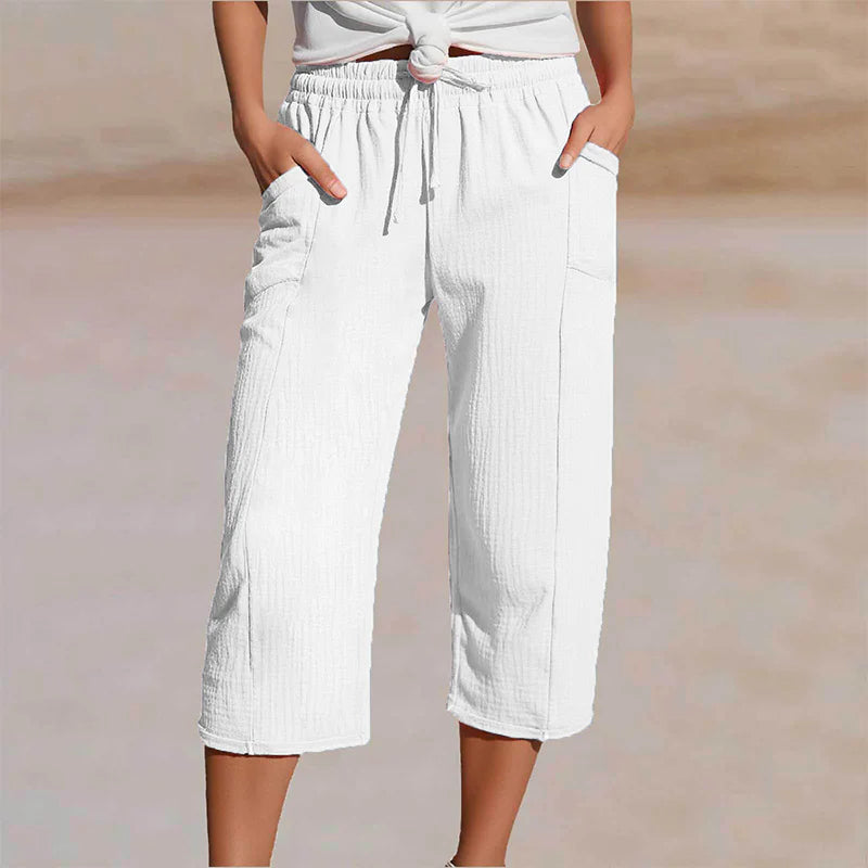 Sarafina | Women's Mid Rise Drawstring Straight Leg Summer Trousers
