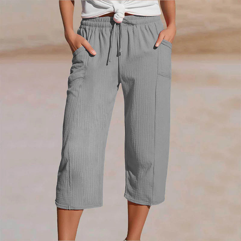 Sarafina | Women's Mid Rise Drawstring Straight Leg Summer Trousers
