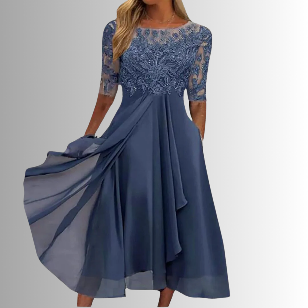 Sarah | Women’s Half Sleeve A Line Wedding Guest Midi Dress