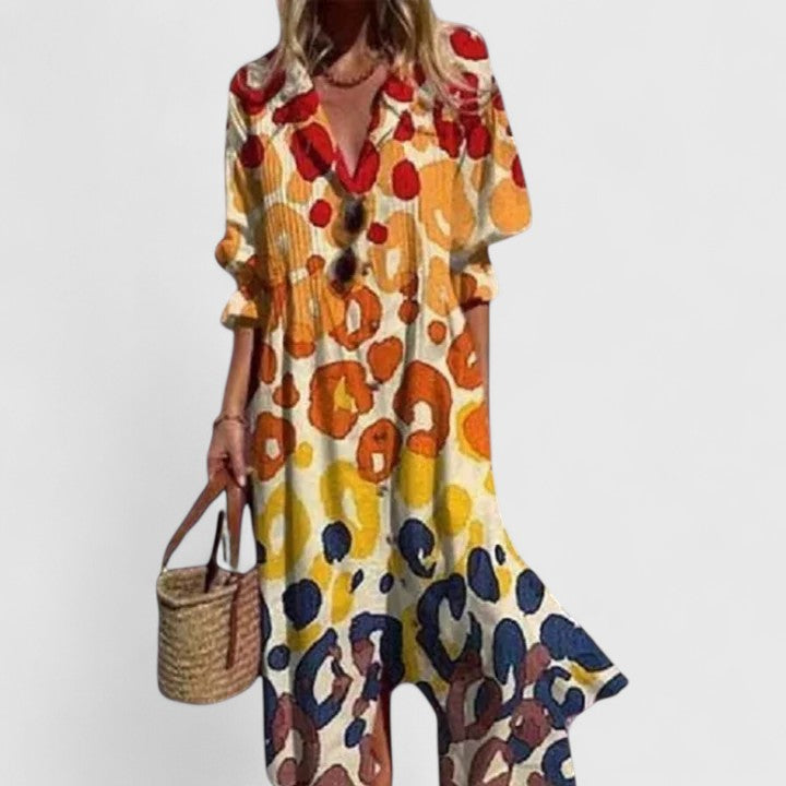 Sarah | Women’s V Neck Boho Printed Maxi Dress