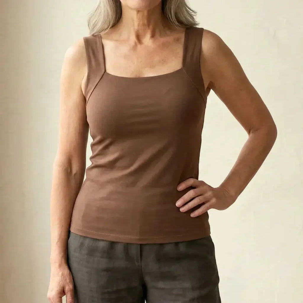 Selena | Women's Sleeveless Square Neck Fitted Summer Tank Top