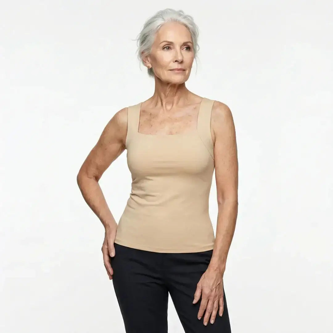 Selena | Women's Sleeveless Square Neck Fitted Summer Tank Top