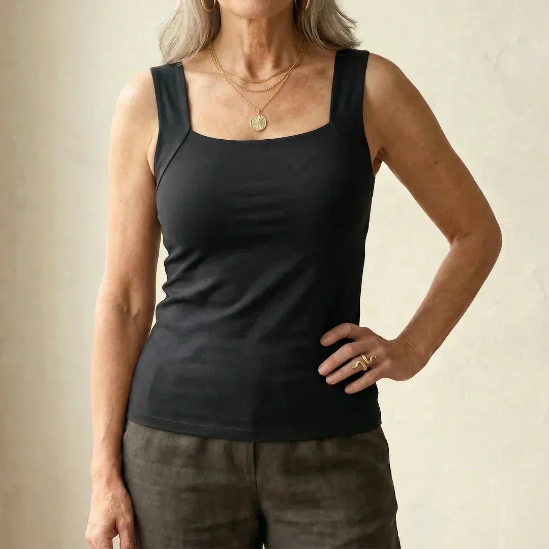Selena | Women's Sleeveless Square Neck Fitted Summer Tank Top