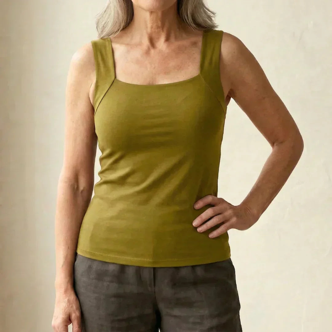 Selena | Women's Sleeveless Square Neck Fitted Summer Tank Top