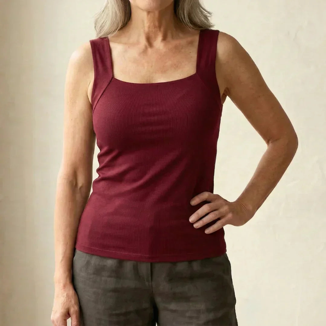Selena | Women's Sleeveless Square Neck Fitted Summer Tank Top