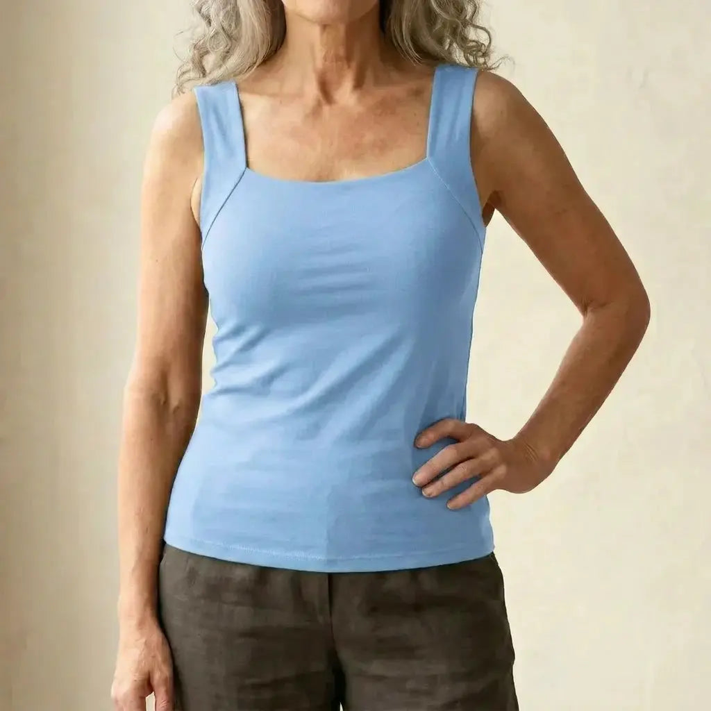 Selena | Women's Sleeveless Square Neck Fitted Summer Tank Top