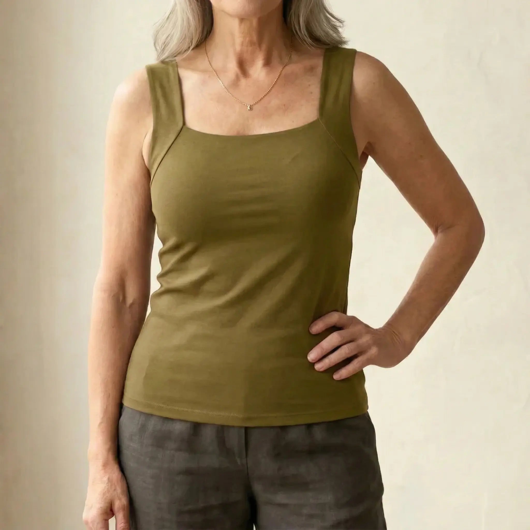 Selena | Women's Sleeveless Square Neck Fitted Summer Tank Top