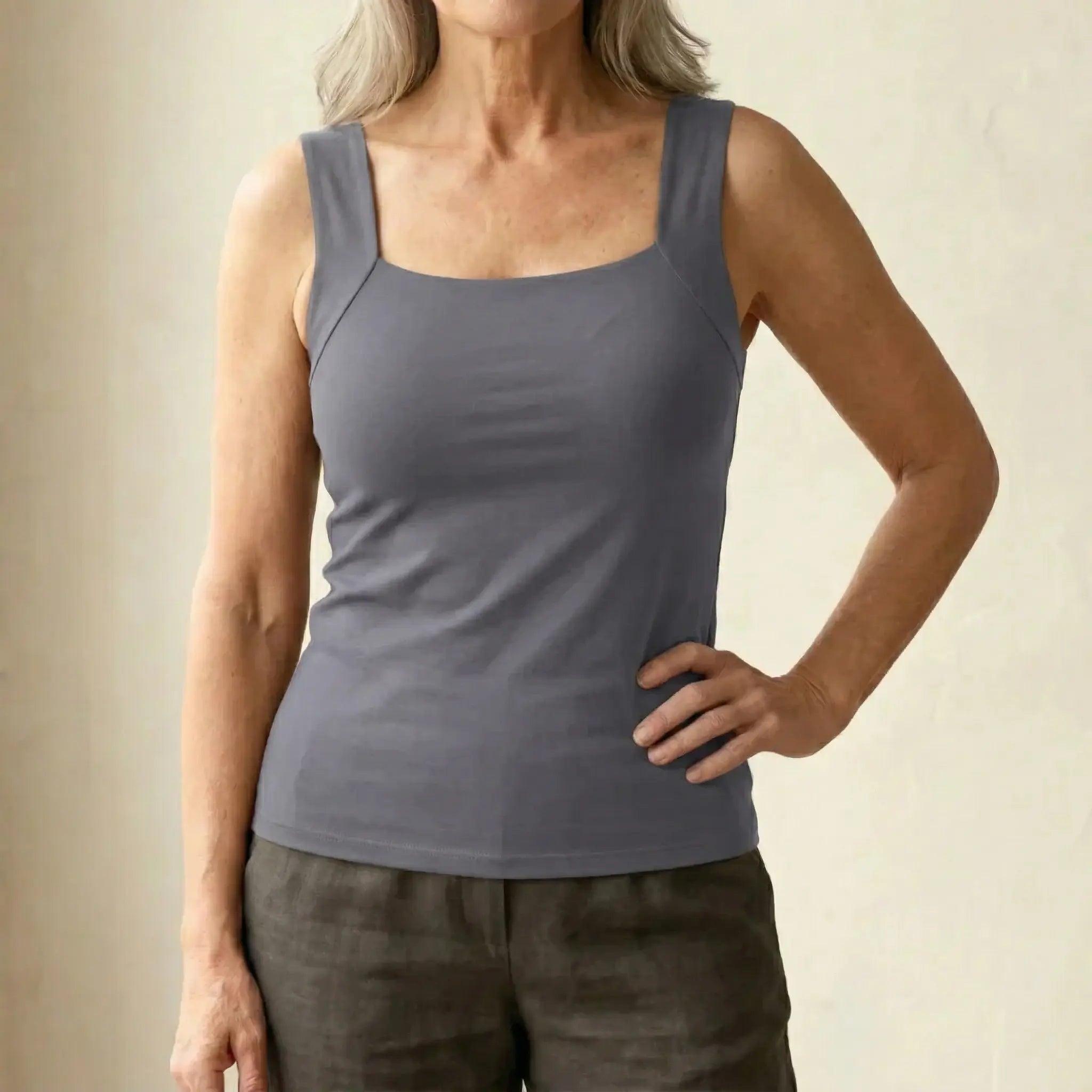 Selena | Women's Sleeveless Square Neck Fitted Summer Tank Top