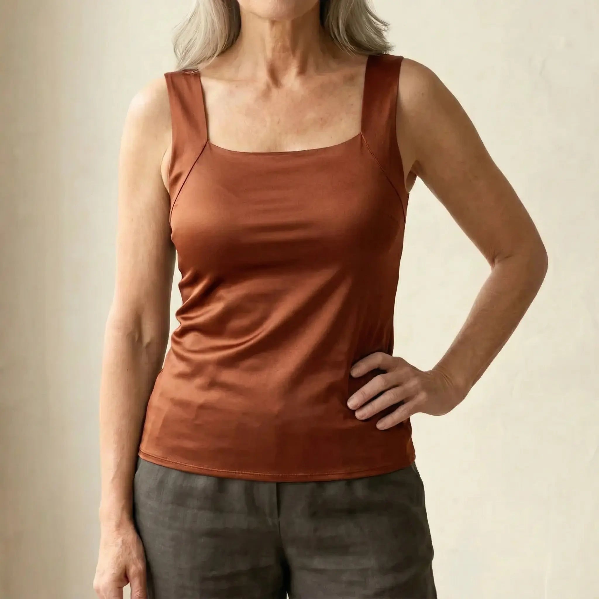 Selena | Women's Sleeveless Square Neck Fitted Summer Tank Top