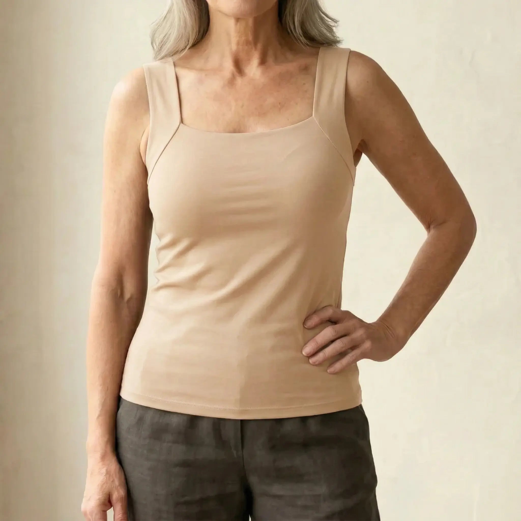 Selena | Women's Sleeveless Square Neck Fitted Summer Tank Top