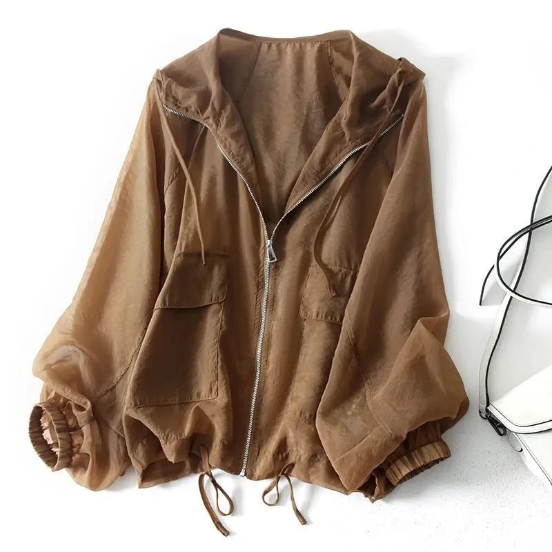 Shania | Women's Drawstring Long Sleeve Zip Front Hoodie