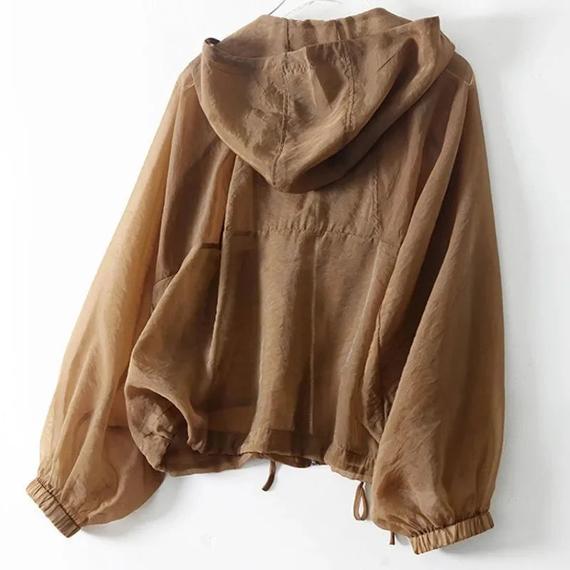 Shania | Women's Drawstring Long Sleeve Zip Front Hoodie