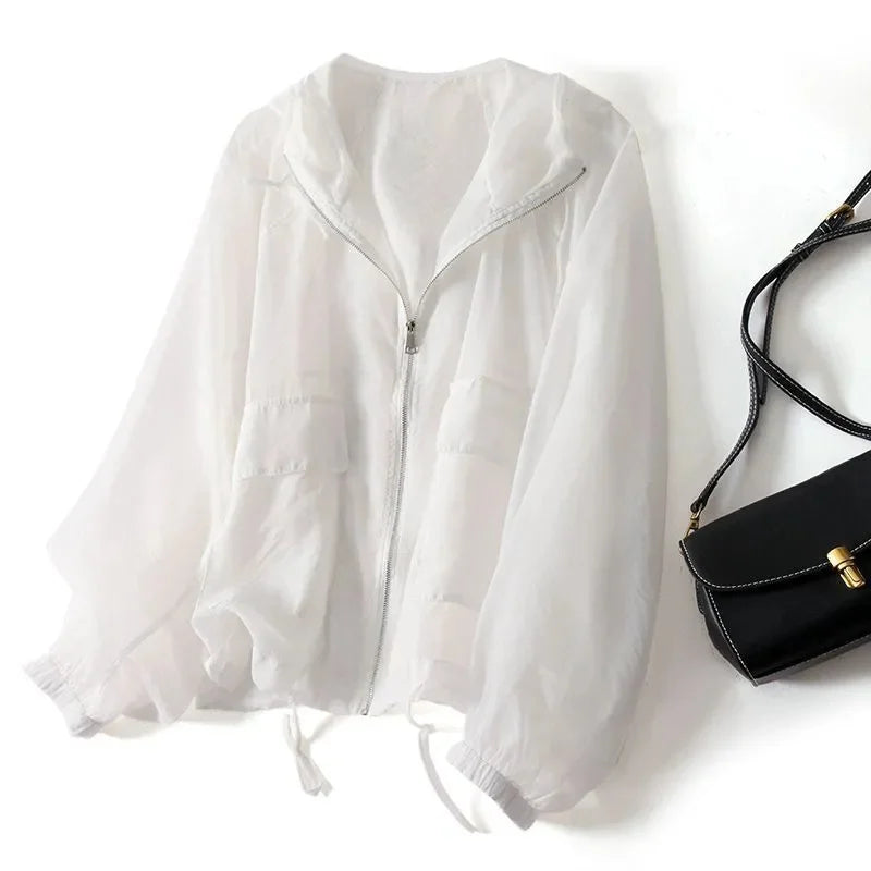 Shania | Women's Drawstring Long Sleeve Zip Front Hoodie