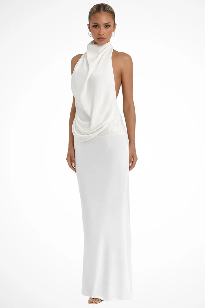 Sharlene | Women's Backless Halter Neck Wedding Guest Maxi Dress