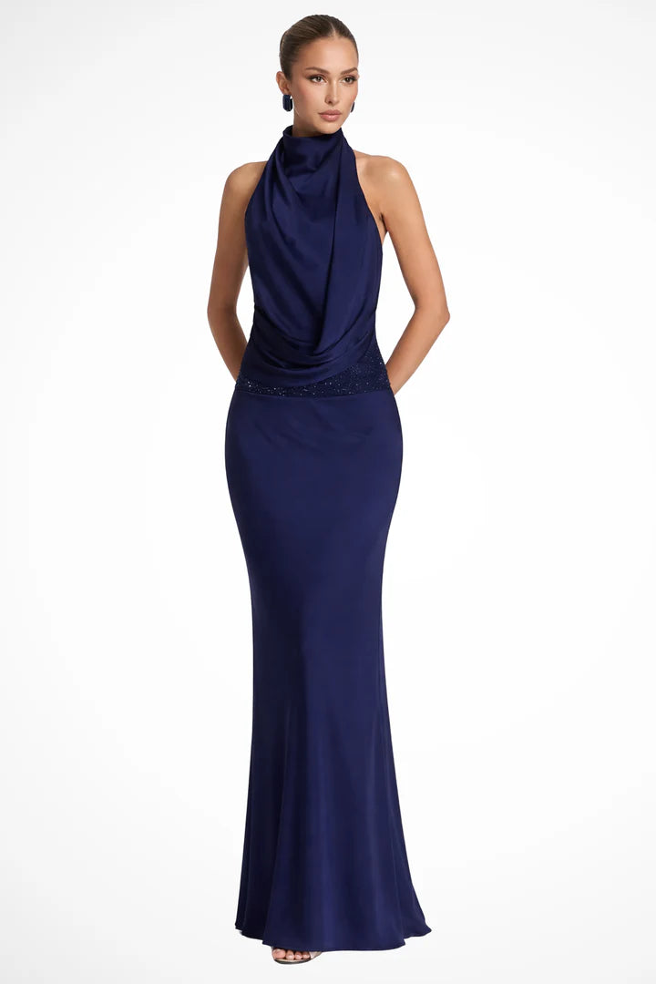 Sharlene | Women's Backless Halter Neck Wedding Guest Maxi Dress