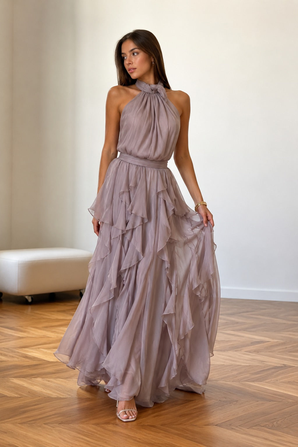 Sheila | Women’s Halter Neck Flowy Wedding Guest Dress