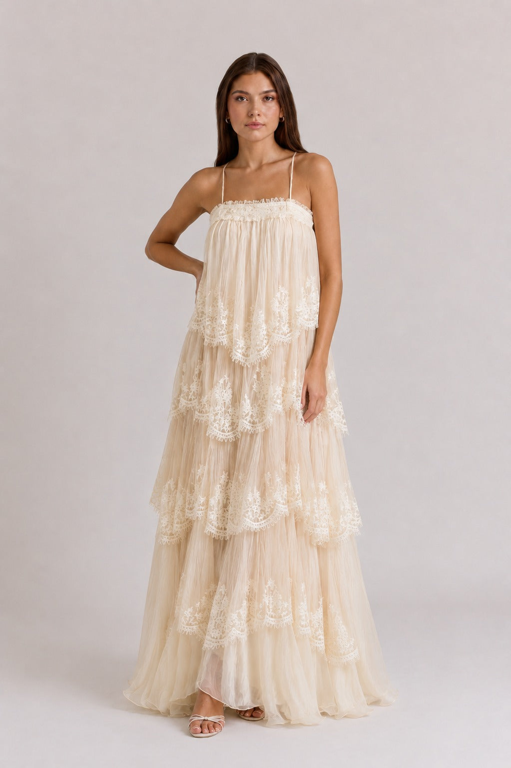 Shelly | Women’s Square Neck Sleeveless Tiered Maxi Dress