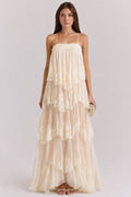 Shelly | Women’s Square Neck Sleeveless Tiered Maxi Dress