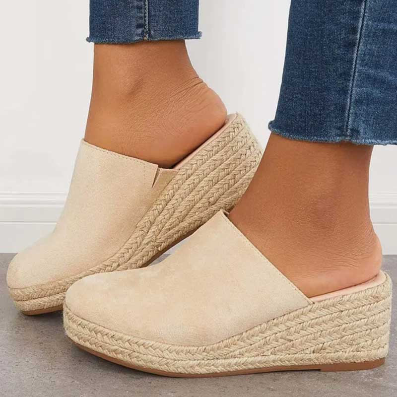 Sherrie | Women’s Backless Closed Toe Platform Wedge Summer Slides