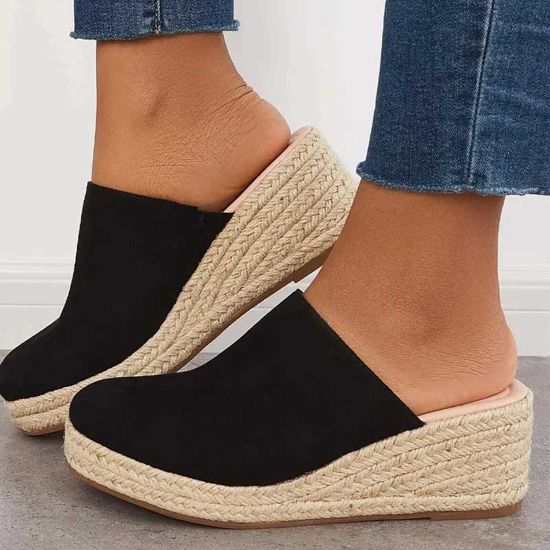 Sherrie | Women’s Backless Closed Toe Platform Wedge Summer Slides