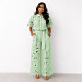 Sheryl | Women’s Collared Short Sleeve Wide Leg Two Piece Set