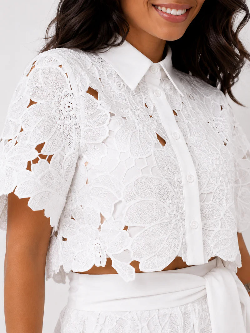 Sheryl | Women’s Collared Short Sleeve Wide Leg Two Piece Set