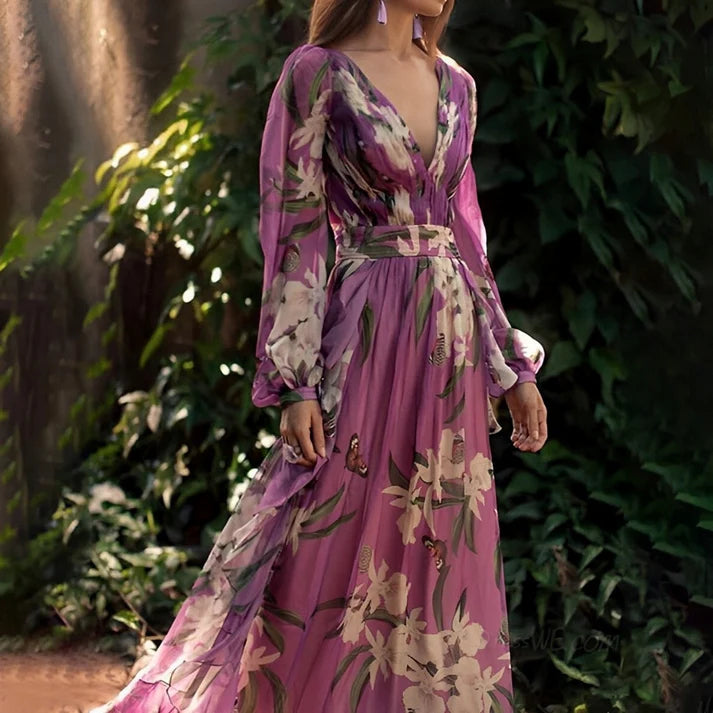 Sienna | Women’s Floral Print Long Sleeve Summer Maxi Dress