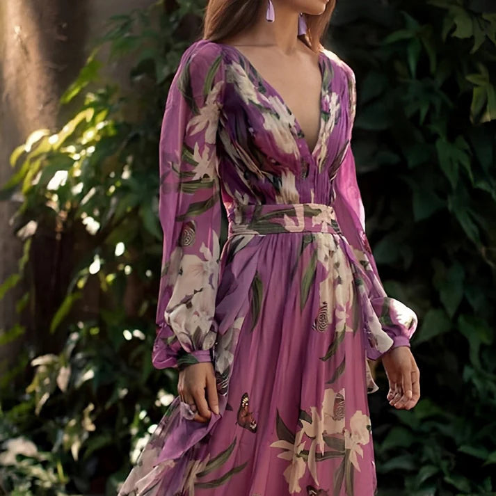 Sienna | Women’s Floral Print Long Sleeve Summer Maxi Dress
