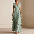 Skye | Women's Ruffle V-Neck Summer Maxi Dress