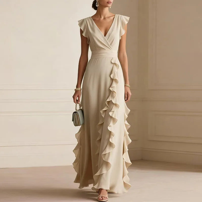 Skye | Women's Ruffle V-Neck Summer Maxi Dress