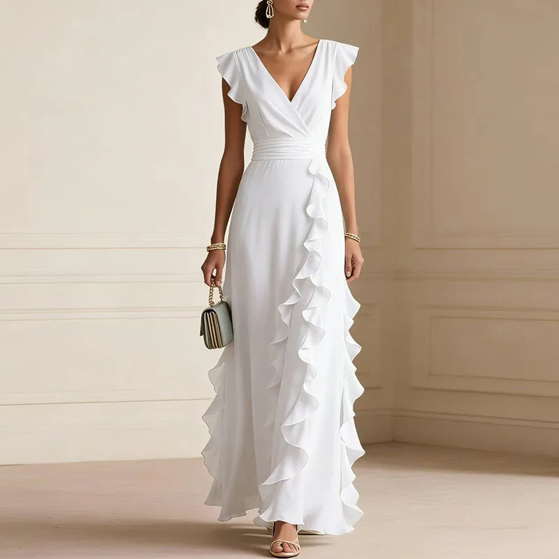 Skye | Women's Ruffle V-Neck Summer Maxi Dress