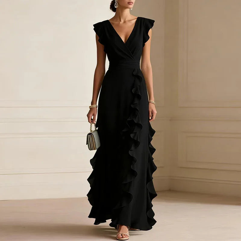 Skye | Women's Ruffle V-Neck Summer Maxi Dress