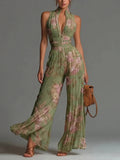 Sonia | Women's Cinched Waist Pleated Flowy Jumpsuit