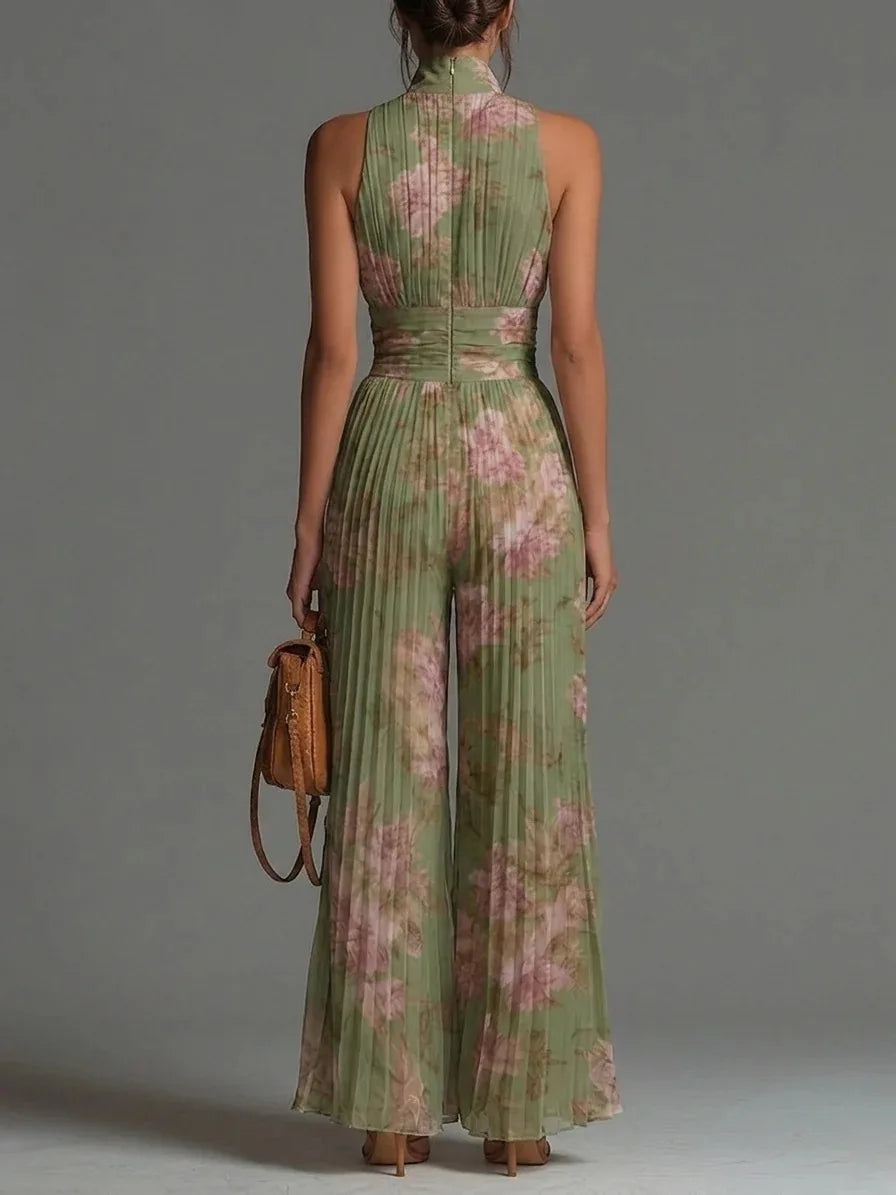 Sonia | Women's Cinched Waist Pleated Flowy Jumpsuit