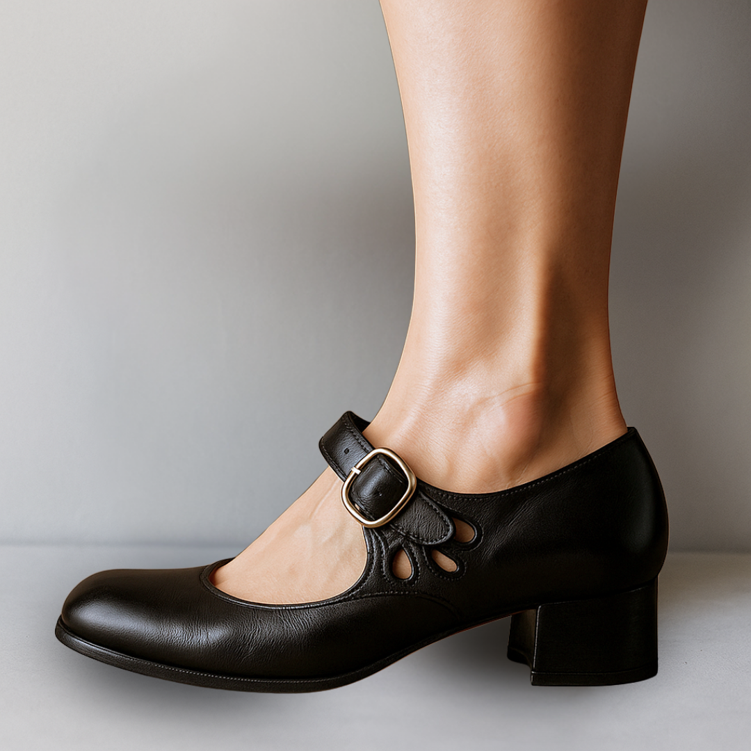 Stella | Women's Low Block Heel Mary Jane Buckle Shoes