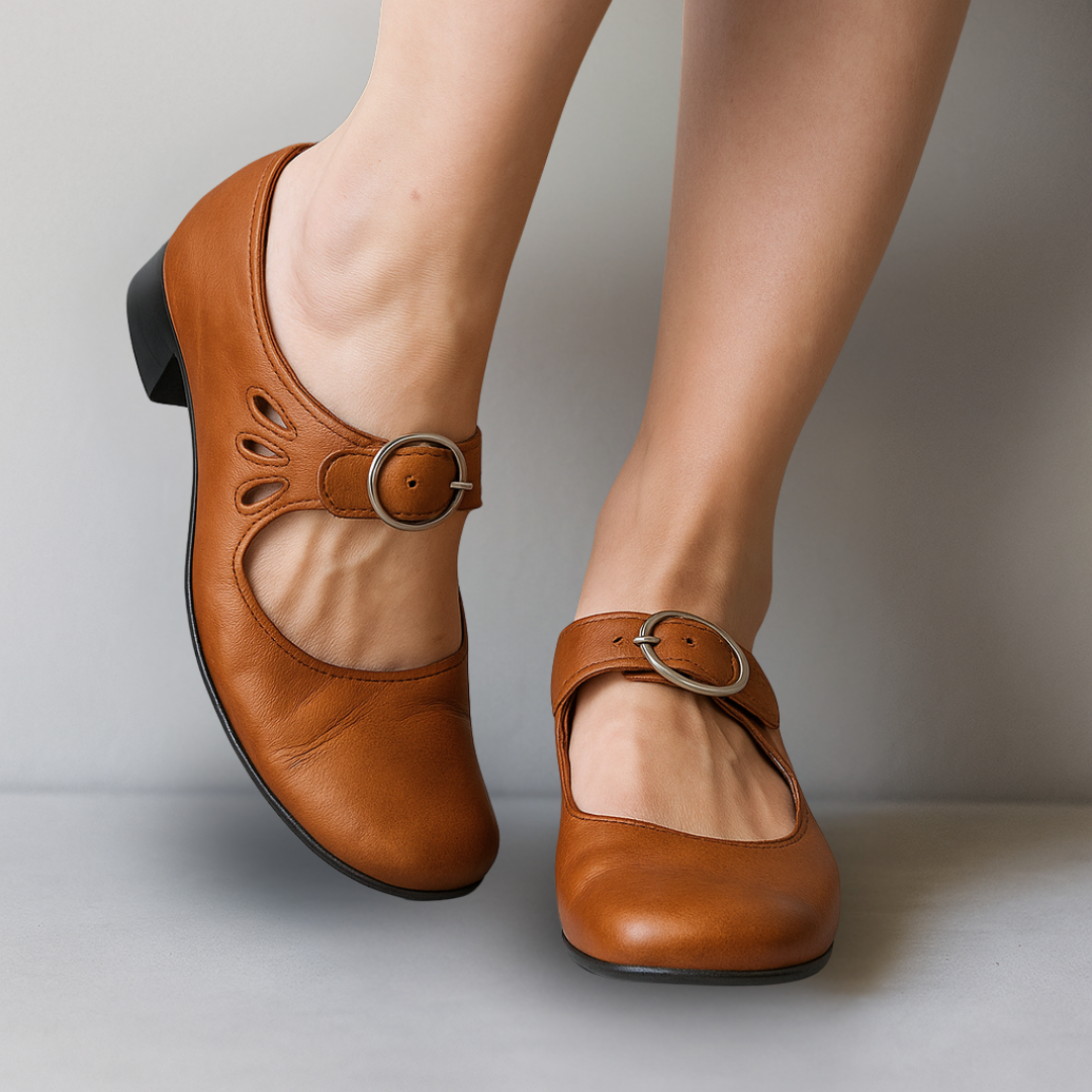 Stella | Women's Low Block Heel Mary Jane Buckle Shoes