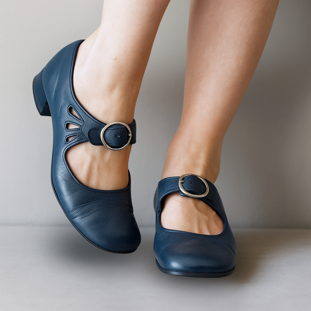 Stella | Women's Low Block Heel Mary Jane Buckle Shoes