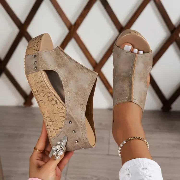 Susan | Women's Platform Wedge Open Toe Slides