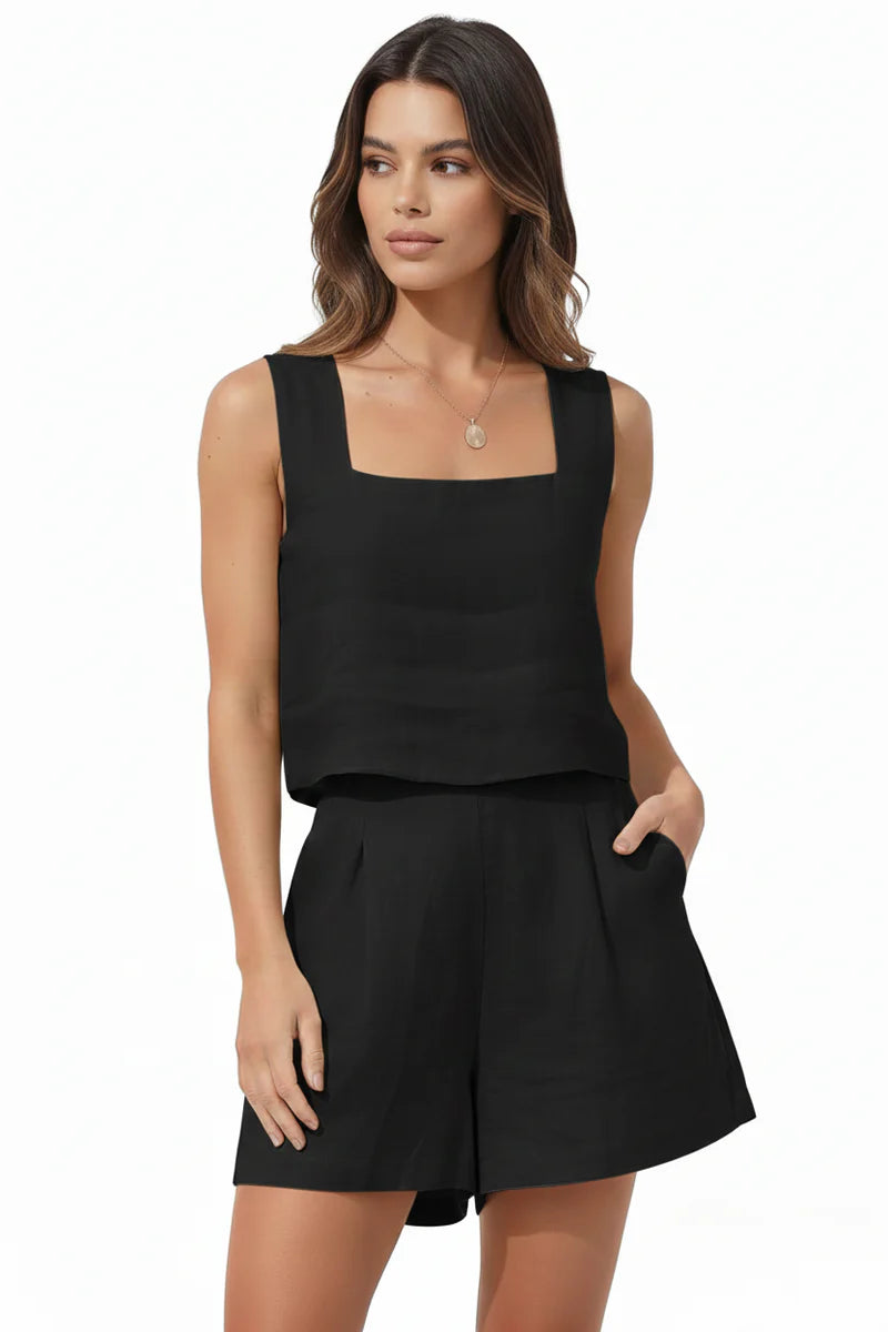 Susan | Women’s Sleeveless Square Neck Two Piece Set