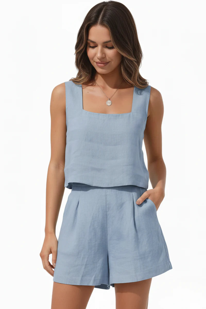Susan | Women’s Sleeveless Square Neck Two Piece Set