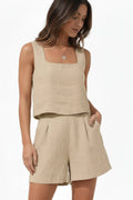 Susan | Women’s Sleeveless Square Neck Two Piece Set
